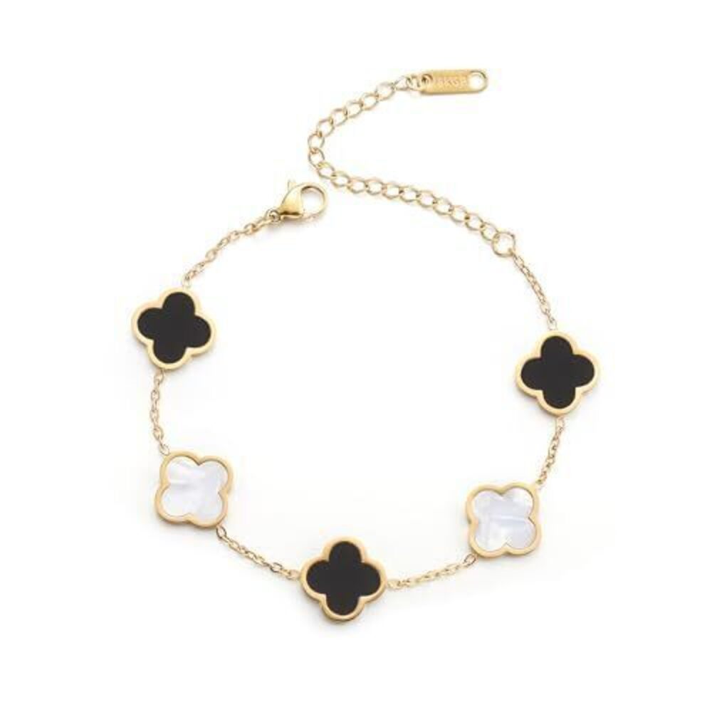 1565 18K Gold Plated Clover Lucky Bracelet Dupes Flower Four Leaf